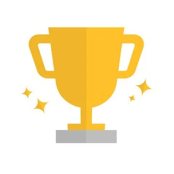Sparkling gold trophy icon. Vector. Stock Illustration