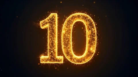 Sparkling Golden "10" Countdown: Elegant, Festive, and Dynamic Visuals Stock Footage 333410890