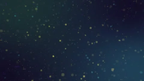 Sparkling Golden Dust Particles Floating in Dark Blue Gradient Background Видео 332849986