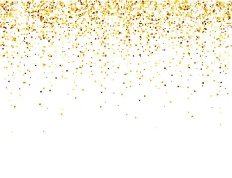 Sparkling Golden Glitter on White Vector Background. Falling Shiny Confetti with Ilustración de archivo