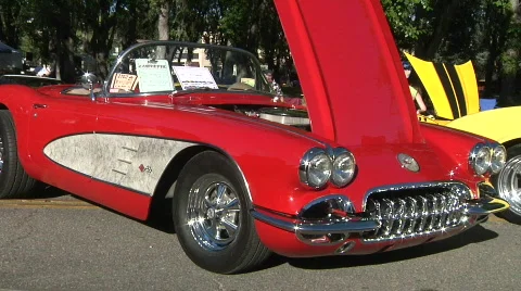 Sparkling Grill on Red C 1 Corvette Stock Footage 849784