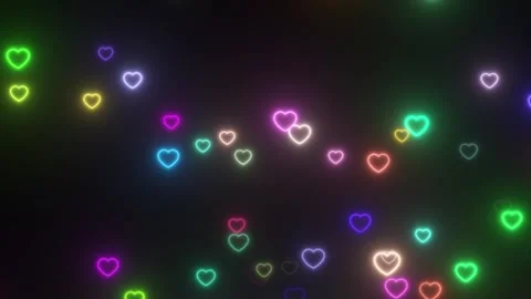 Sparkling heart particles falling animation isolated on black background Stock Footage 337363538