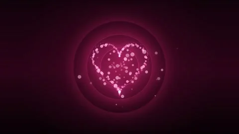 Sparkling heart shape surrounded by glowing circles in dark background Stock Footage 336995262
