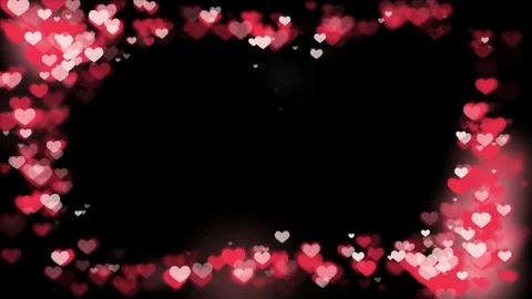 Sparkling heart shaped light trail animation surrounded by floating red bokeh Stock Footage 343818825