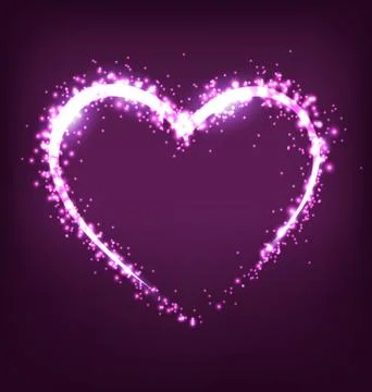 Sparkling heart on violet Stock Illustration