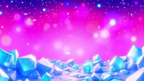 Sparkling Ice Field: Animated Scene of Light Blue Crystals &amp; White Snowflakes Stock Footage 308847251
