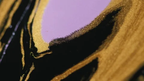 Sparkling ink glitter fluid texture golden black Video stock 253895598