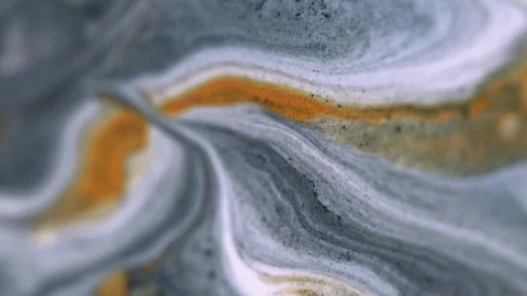 Sparkling ink wave marble texture gray orange art Stock Footage 287271370