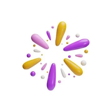 Sparkling light, firework explosion pattern 3D plastic style. Cartoon sparkle Stock Illustration