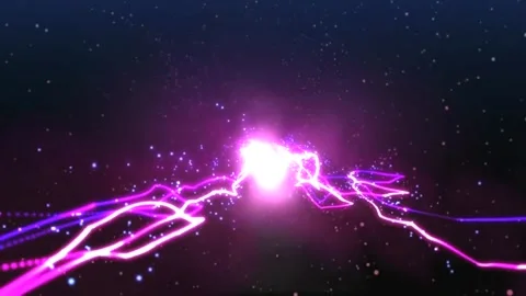 Sparkling light with pink light lines and particles waving in space Stock Footage 255886599