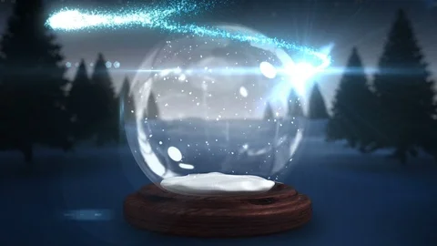 Sparkling light spirally moving around the snow globe 4k Stock Footage 95978625