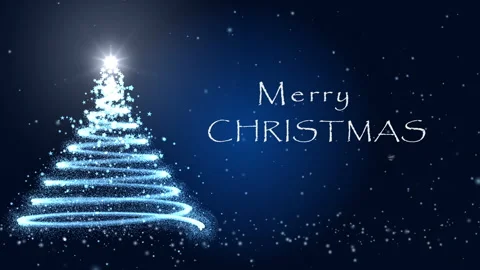 Sparkling Lights Christmas Greeting Message in English on Blue Background. Stock-Footage 250062796