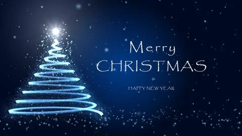 Sparkling Lights Christmas Greeting Message in English on Blue Background. Stock Illustration
