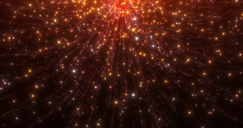 Sparkling lights flying out of an orange light source from above and flying Stock Footage 270435948