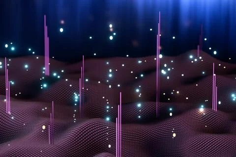 Sparkling lights on wavy surface.Abstract blurred background. Illustrazione stock