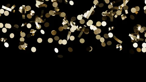 Sparkling luxury festive elements raining down against dark empty space Stock Footage 340970657