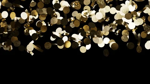 Sparkling metallic gold glitter elements create a vibrant celebratory atmos.. Stock Footage 341679429