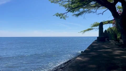 Sparkling Ocean and Stone Pathway Bali Stock Footage 335906709