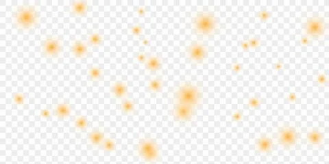 Sparkling orange particles on transparent background Illustrazione stock