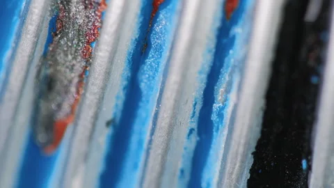 Sparkling paint drip ink stripes silver blue red Stock Footage 263029886