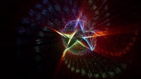 A sparkling pentagram rotates in space Stock Footage 276828288