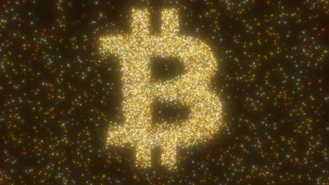 Sparkling Points Of Light Form Iconic Bitcoin Cryptocurrency Symbol Stock Footage 309381006