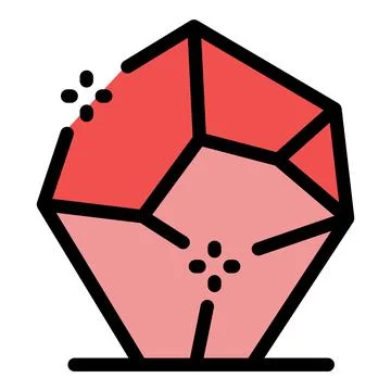 Sparkling red crystal structure shining brightly on white background Stock Illustration