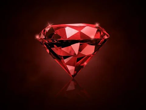 Sparkling red diamonds on a dark red glowing bokeh background. 스톡 일러스트