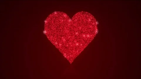 Sparkling Red Heart Reflective Background Loop with Matte Stock Footage 78117217