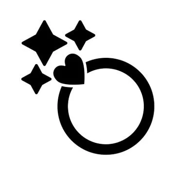 Sparkling ring solid icon. Woman ring with heart vector illustration isolated on Stock Illustration