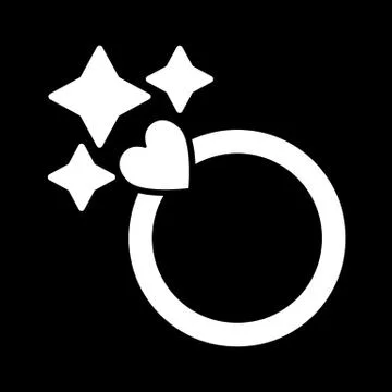 Sparkling ring solid icon. Woman ring with heart vector illustration isolated on Stock Illustration