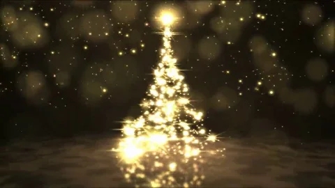 Sparkling Rotating Christmas Tree Animation - Loop Golden Stock Footage 69189524