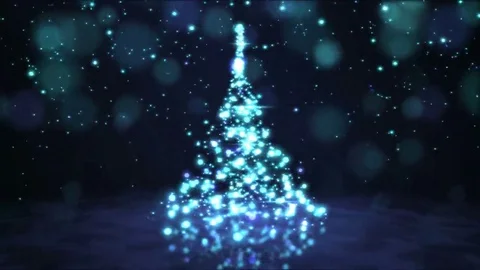 Sparkling Rotating Christmas Tree Animation - Loop Blue Stock Footage 69202951