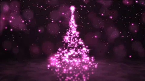 Sparkling Rotating Christmas Tree Animation - Loop Pink Stock Footage 69206148