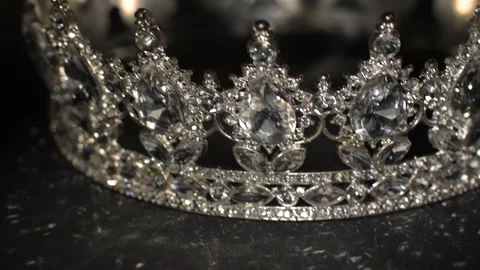 Sparkling Royal Crown with Large Crystal Diamonds and Light Reflections. Stock Footage 339074920