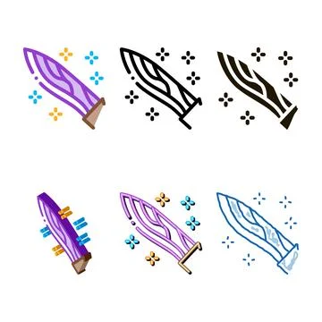 Sparkling series knife icon vector outline Stock Illustration