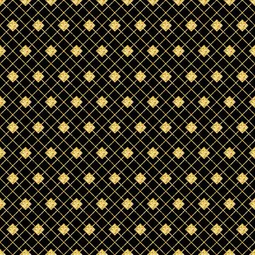 Sparkling shiny geometric seamless pattern with rich gold and black decoratio Stock Photos