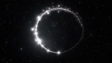 Sparkling Silver Star Trail Forming Circle in Night Sky Stock Footage 338321510
