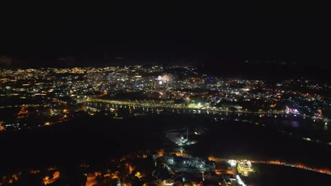 Sparkling Spectacle: Captivating Fireworks over Da Lat Video stock 242335871