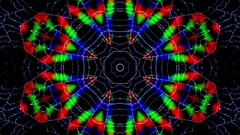 Sparkling spider web and rainbow highlights on black background in kaleidoscope Vídeo Stock 271672352