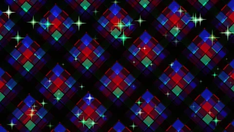 Sparkling Stained Glass Diamond Pattern with Glittering Stars - Abstract Ba.. Stock Footage 331926601