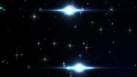 Sparkling star field with bright flashes and lens flares cosmic background 스톡 동영상 340610967