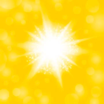 Sparkling Star, Glowing Light Explosion. Starburst with Sparkles on Yellow Stock Illustration