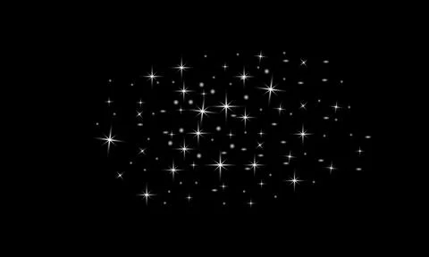 Sparkling Star Light Effect on Black Background Glitter Overlay 스톡 일러스트