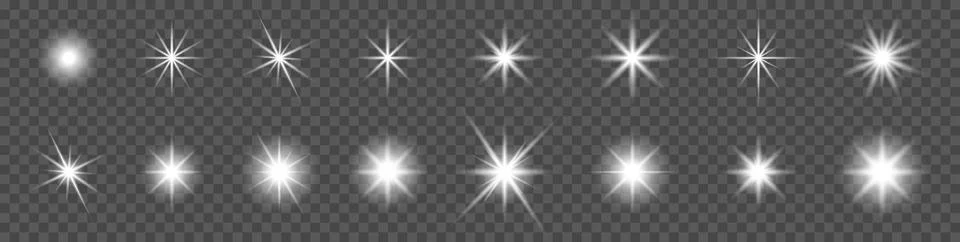 Sparkling star set Stock Illustration