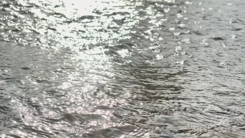 Sparkling sun glint reflection on rippling river water surface. Stock Footage 346012918