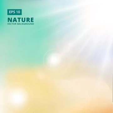 Sparkling sunlight and flares of light from the sides on a green background o Stock Illustration
