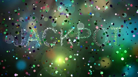 Sparkling text spelling "Jackpot" reveals itself and fades away as colorful Stock Footage 346315183