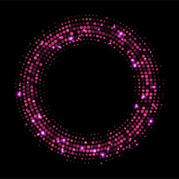 Sparkling violet ring isolated on black background. Vector luxury frame. Stock Illustration
