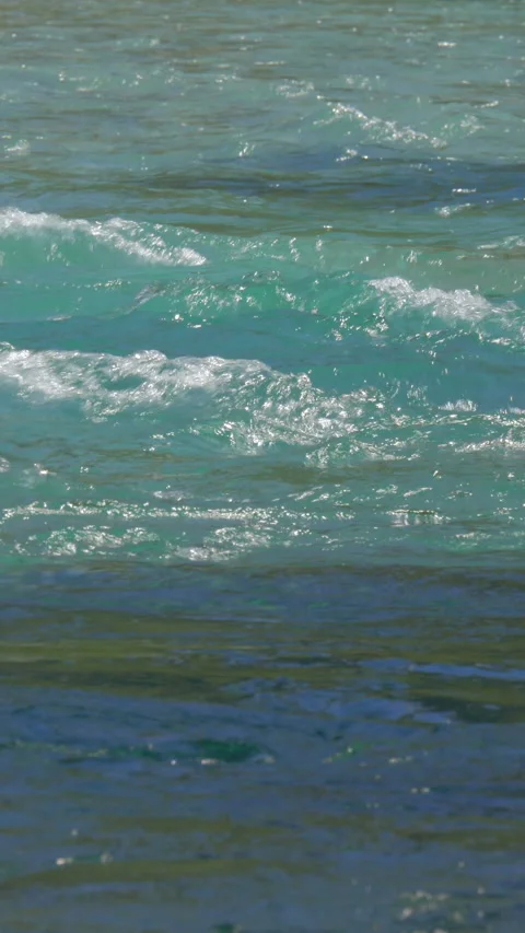 Sparkling Wave on Turquoise Mountain River Vertical Video Stock-Footage 346000936
